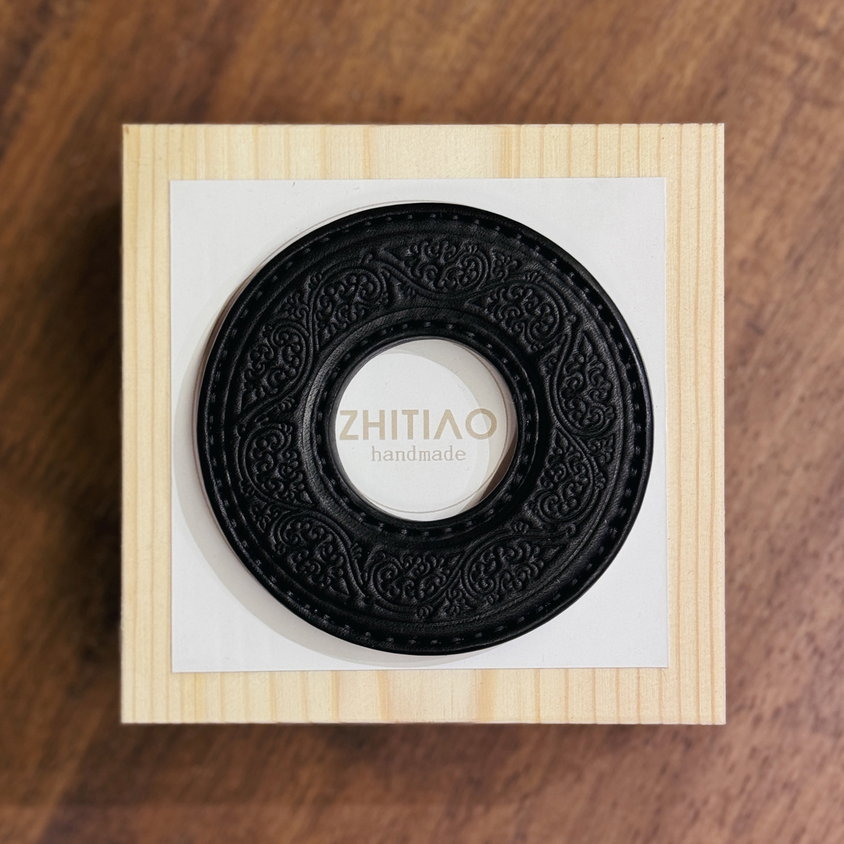 纸条手作 手工牛皮竹刀锷 竹剑刀锷 剑道刀镡TSUBA 金银忍冬