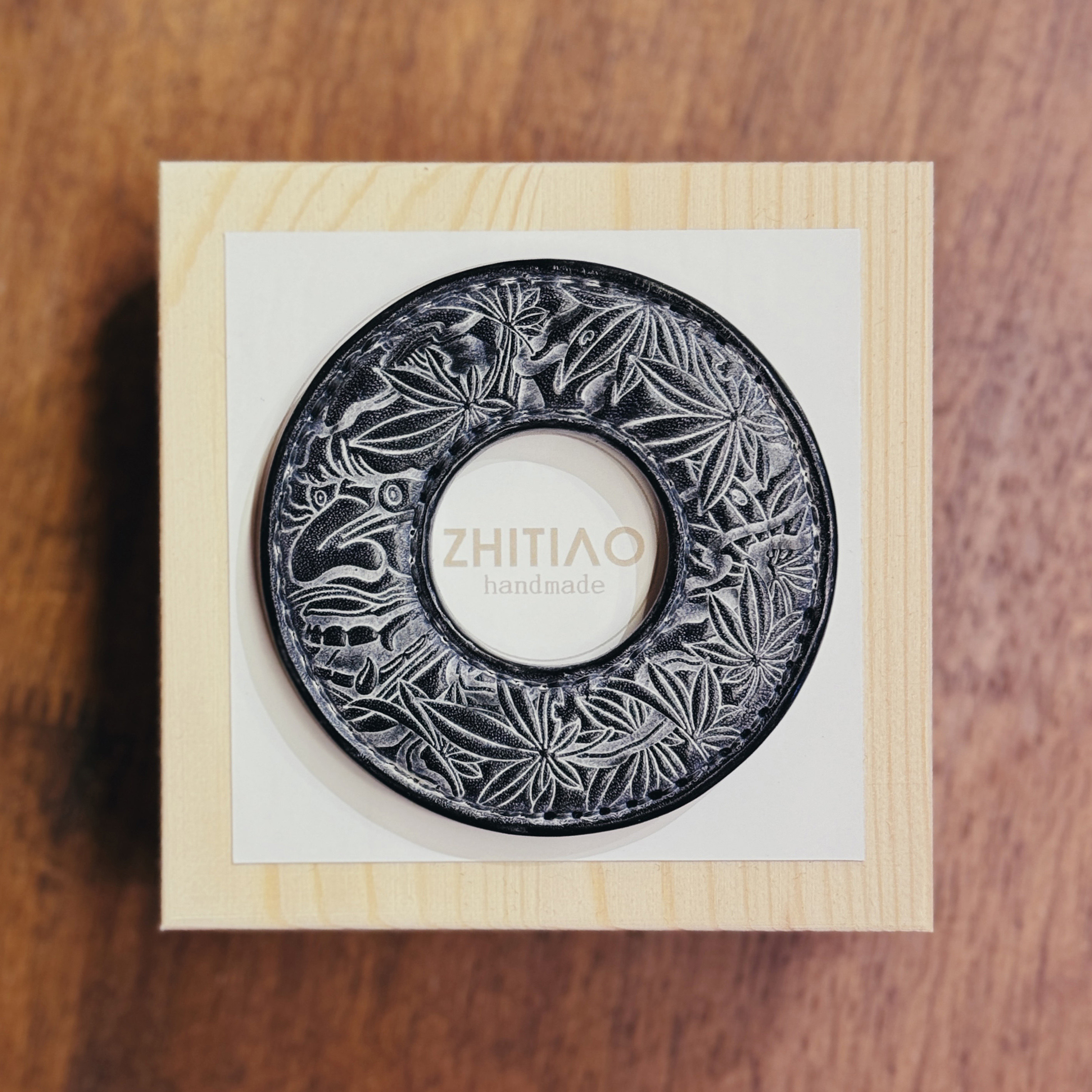 纸条手作 手工牛皮竹刀锷 竹剑刀锷 剑道刀镡TSUBA 般若浮生 雾蜡