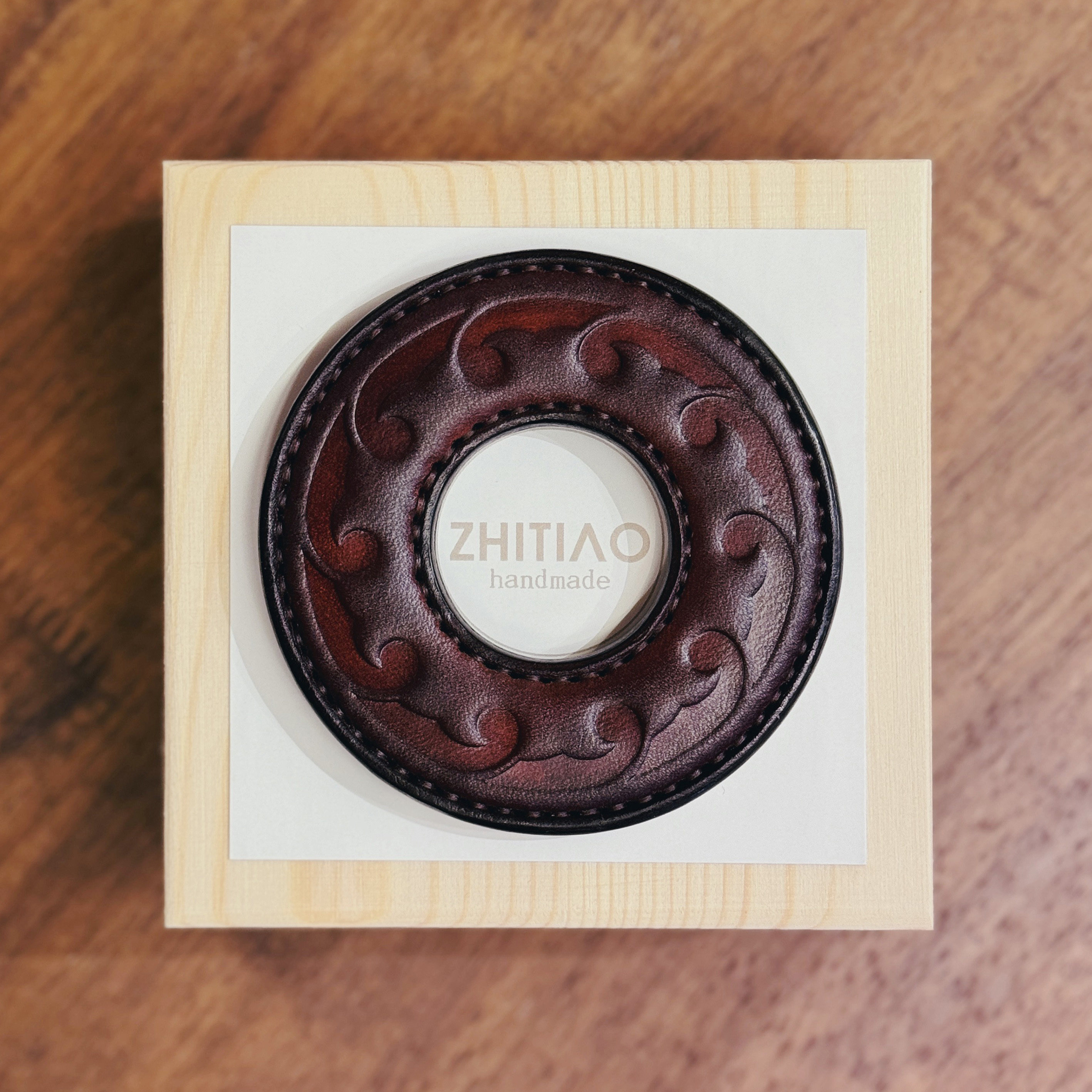 纸条手作 手工牛皮竹刀锷 竹剑刀锷 剑道刀镡TSUBA 生生流转