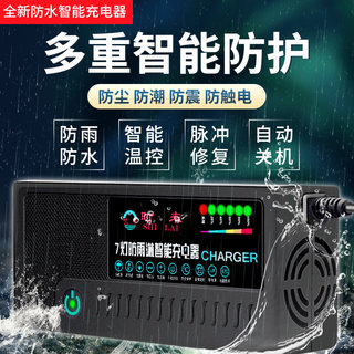 防水自动断电智能电动车电瓶充电器48V12AH60V20A72V爱玛三轮