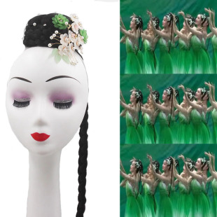 古典茉莉花舞蹈演出头饰花开情怀假发发饰开场群舞民族舞饰品定做