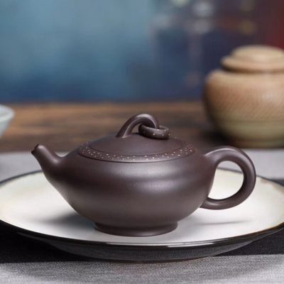 王红娟复古紫砂工艺师砂壶单环