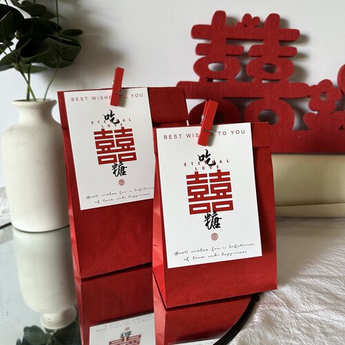 新中式牛皮纸喜糖袋大容量免折