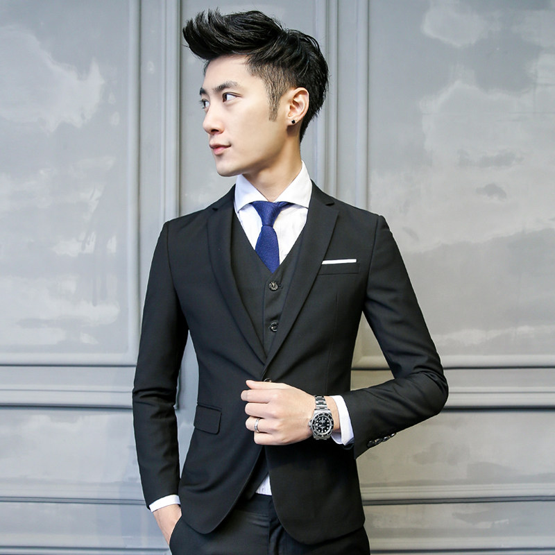 伴郎服男士修身西服韩版学生小西装休闲职业商务新郎结婚正装礼服