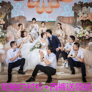 西式套装马甲兄弟团结婚伴郎服
