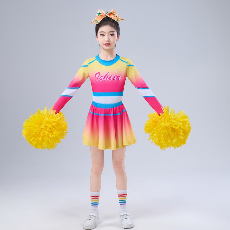 啦啦队服装女儿童演出服花球啦啦操竞技比赛服运动会健美操表演服