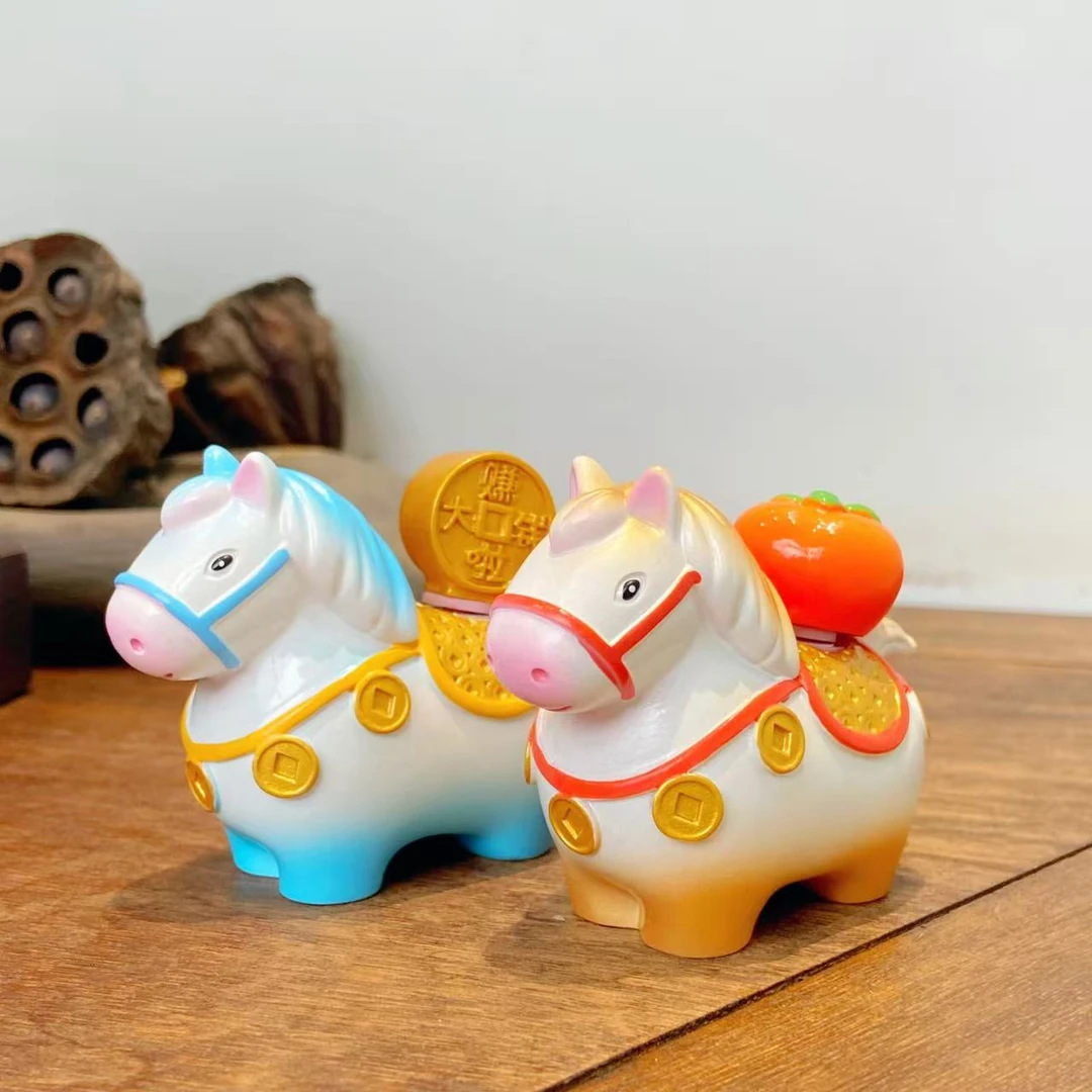 杭州灵隐文创小马摆件马上有钱马年吉祥物可转动桌面摆件装饰摆台