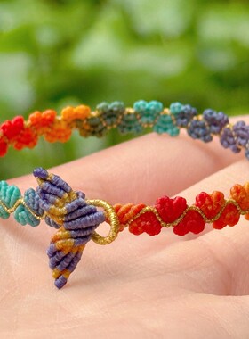 杭州灵隐文创2025年新款锦鲤爱心鱼尾手绳手工编织端午五彩绳手链