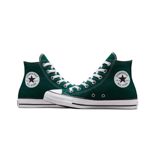 CONVERSE匡威纯色经典百搭时尚绿色休闲高帮帆布鞋男女款 A04544C