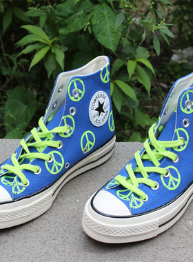 CONVERSE匡威1970S三星标和平反战图案男女款高帮帆布鞋167913C