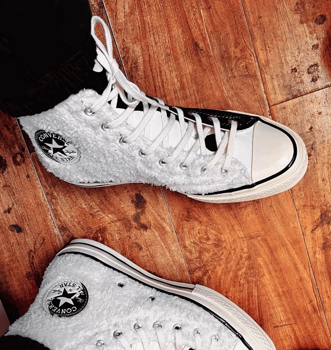 细节满满匡威秋冬1970s黑白太极阴阳羊羔绒高帮男女帆布鞋173099c