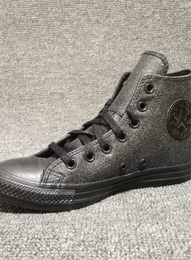 专柜正品CONVERSE匡威all star黑色闪亮高帮女子休闲板鞋A05432C