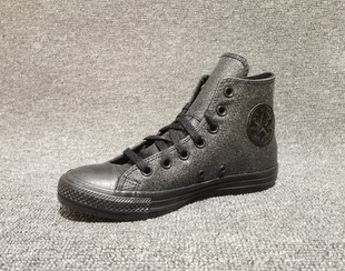 专柜正品CONVERSE匡威all star黑色闪亮高帮女子休闲板鞋A05432C