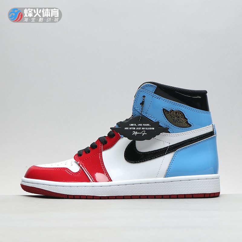 现货 烽火 air jordan 1 aj1红蓝漆皮 拼接 警灯篮球鞋ck5666-100
