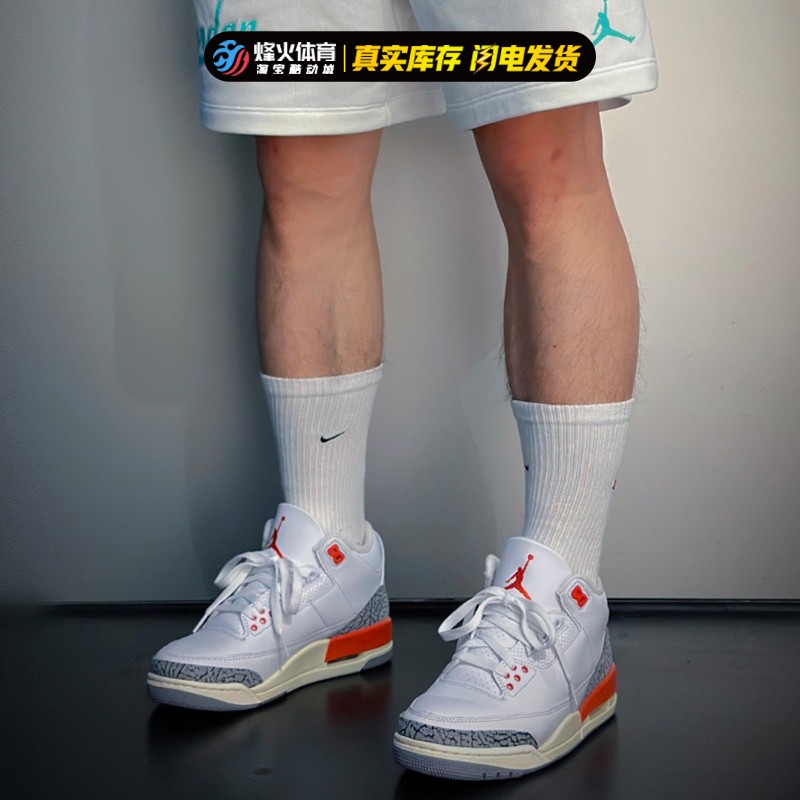 烽火 Air Jordan 3 AJ3 WMNS白红灰中帮复古篮球鞋 CK9246-121