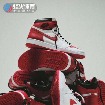 烽火Air jordan 1 high AJ1 白红芝加哥复古高帮篮球鞋555088-161