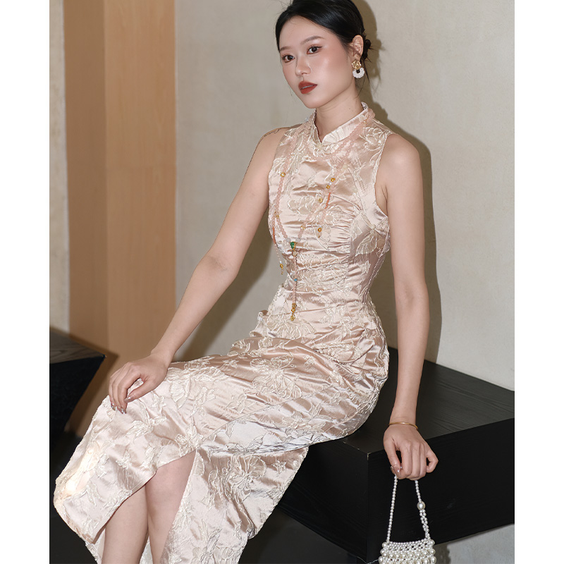 鹿与玫瑰民国风改良旗袍女新中式年轻款小个子气质显瘦修身连衣裙