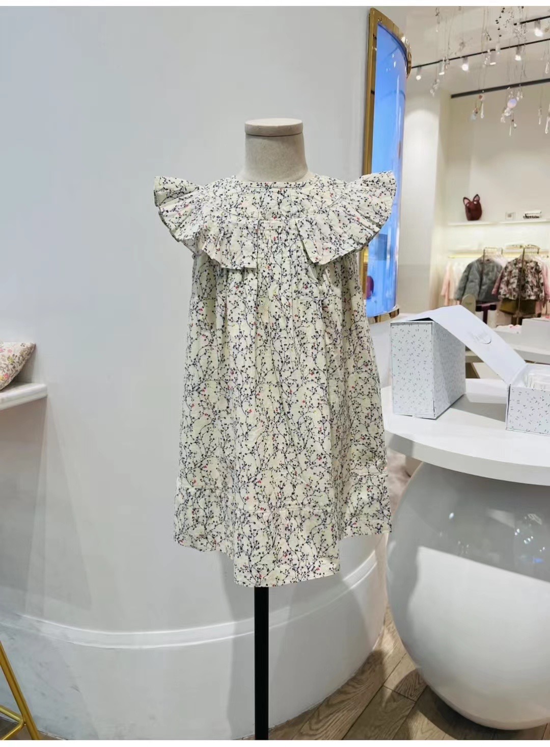 法单童装24夏装新款女大童碎花连衣裙儿童纯棉礼服裙4-14岁包邮