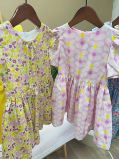 法单童装25春夏新款女大童甜美liberty印花短袖连衣裙包邮4-12岁