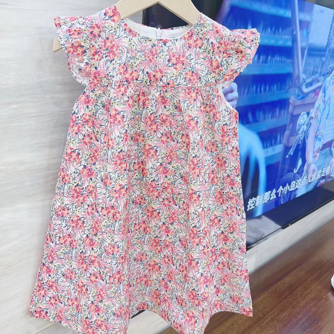 法国童装巧克力碎花连衣裙公主