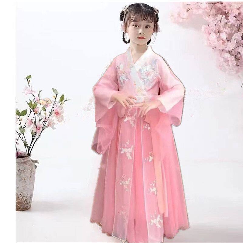 女童汉服连衣裙秋冬款新款春秋款小女孩裙子襦裙仙女汉服交领汉服