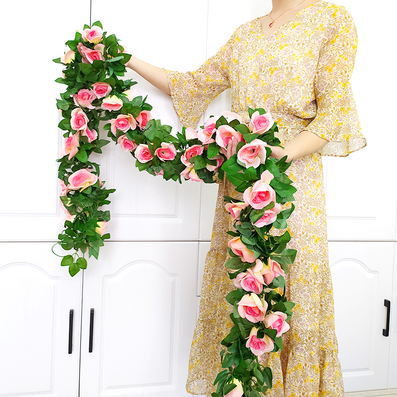 玫瑰缠绕空调遮挡吊顶塑料假花