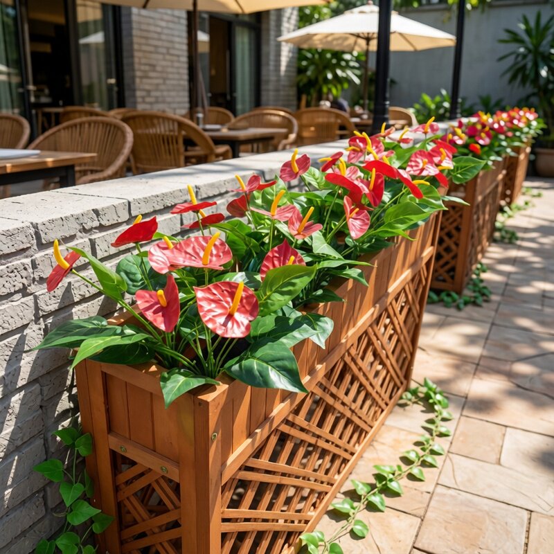 户外假花绢花塑料花绿植红掌花箱花槽长条栅栏花插花装饰花艺隔断