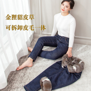 皮草保暖东北皮裤 中老年加绒加厚裘皮冬季 子女貂皮棉裤 皮毛一体裤