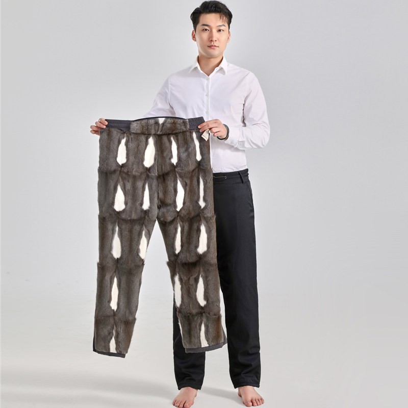 金狸貂皮裤男士加绒加厚棉裤中老年冬季防风皮毛一体裤子皮草内穿