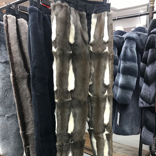 子加厚加绒中老年皮草裘皮裤 皮毛一体裤 貂皮裤 保暖棉裤 子女士冬季