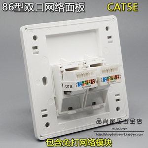 86型双口电脑插座 二位网络面板 RJ45网线电脑插座 免打电脑面板