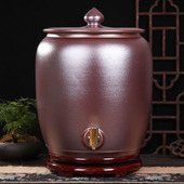 景德镇陶瓷醋缸带水龙头油缸茶水缸米缸30斤50斤家用带盖储物罐