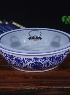 景德镇陶瓷和面盆发面盆老式水煮鱼盆家用大号加厚加深青花盆子