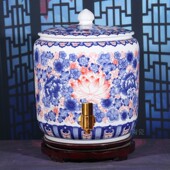 景德镇陶瓷米缸家用20斤30斤防潮防虫茶叶罐带水龙头油缸茶水缸