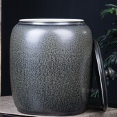 景德镇陶瓷米缸家用油缸带盖茶水缸灰色米桶20斤30斤50斤储物罐子