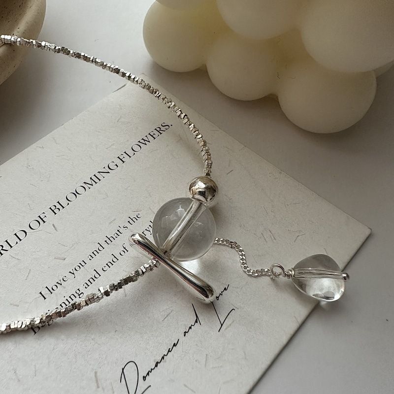 白水晶碎银子个性流苏项链时髦百搭项链2025新品时尚夏日百搭项链