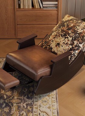 实木摇摇椅复古躺椅阳台单人沙发椅家用客厅休闲椅可睡可躺椅新款