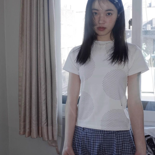 波点印花百搭显瘦圆领短袖T