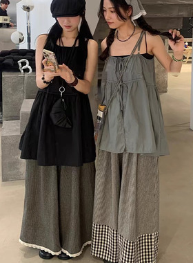 Exclusive type 韩国小众设计双面穿绑带百搭宽松显瘦吊带连衣裙