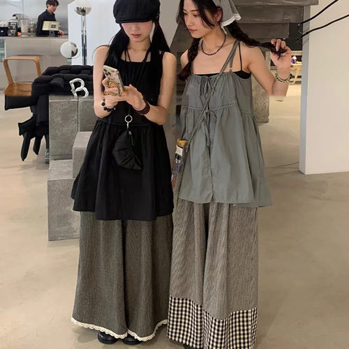 双面穿绑带百搭宽松吊带连衣裙