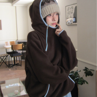 撞色复古机能中性摇粒绒连帽保暖卫衣 街头个性 Exclusive type冬季