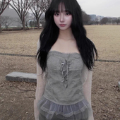 古早日系街头y2k蕾丝拼接系带设计修身 Exclusive type 吊带背心女