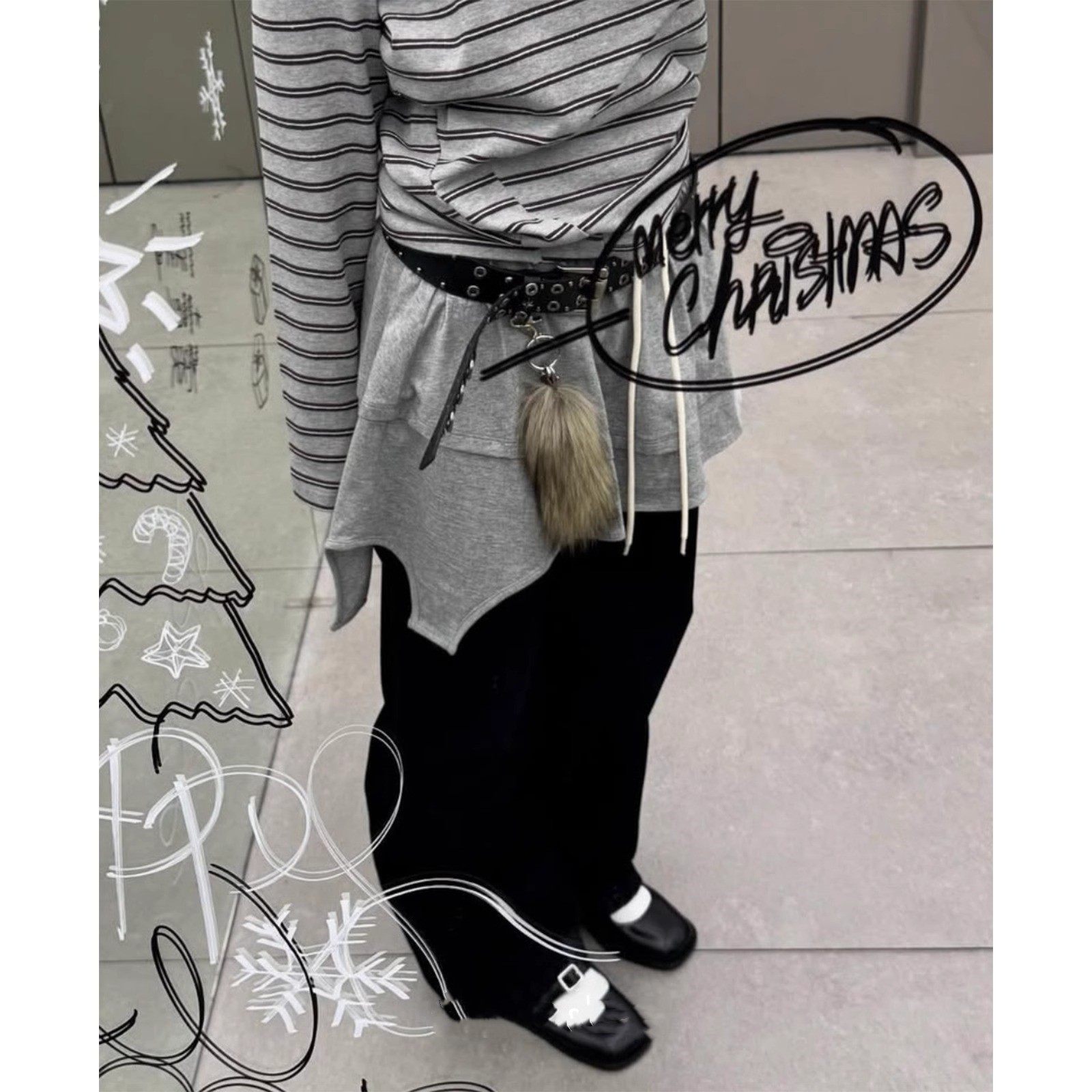 Exclusive type 小众设计双层不规则荷叶边半身叠穿百搭短裙卫裙