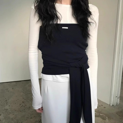 后松紧绑带抹胸短款背心上衣女