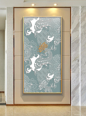 中式风浮雕肌理建筑手工实物画