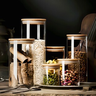 家用玻璃瓶带盖收纳密封罐食品级装 茶叶罐储存罐水杯储物瓶长饮杯