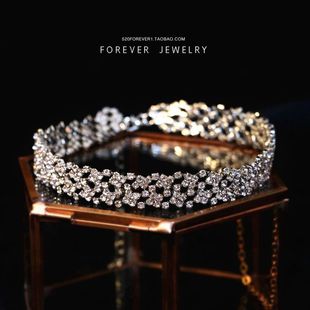 简约百搭可调节水钻时尚 颈链超闪质感新娘婚纱礼服晚宴项链配饰