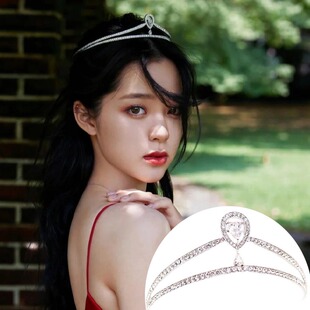 个性仙气明星同款冠冕新娘婚纱公主皇冠镶钻头饰礼服生日宴会发饰