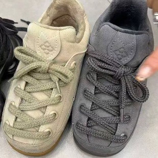 新款 女鞋 真皮厚底增高加绒女百搭休闲运动板鞋 面包鞋 爆款 2026春季