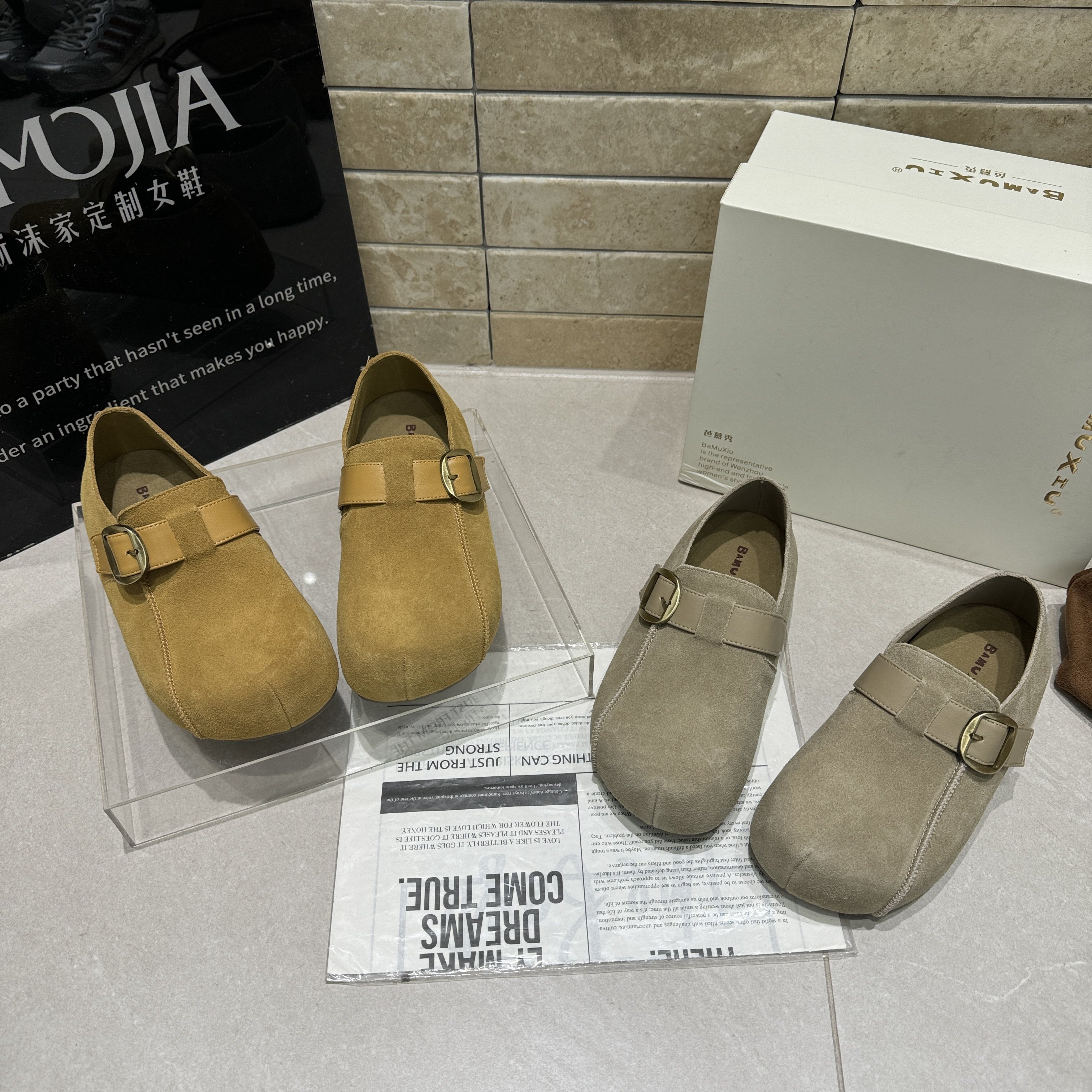 2026春季新款磨砂皮真皮纯皮厚底内增高勃肯鞋休闲百搭女鞋豆豆鞋,女鞋,勃肯鞋/软木鞋,淘宝优惠券,粉丝福利购,淘宝优惠卷